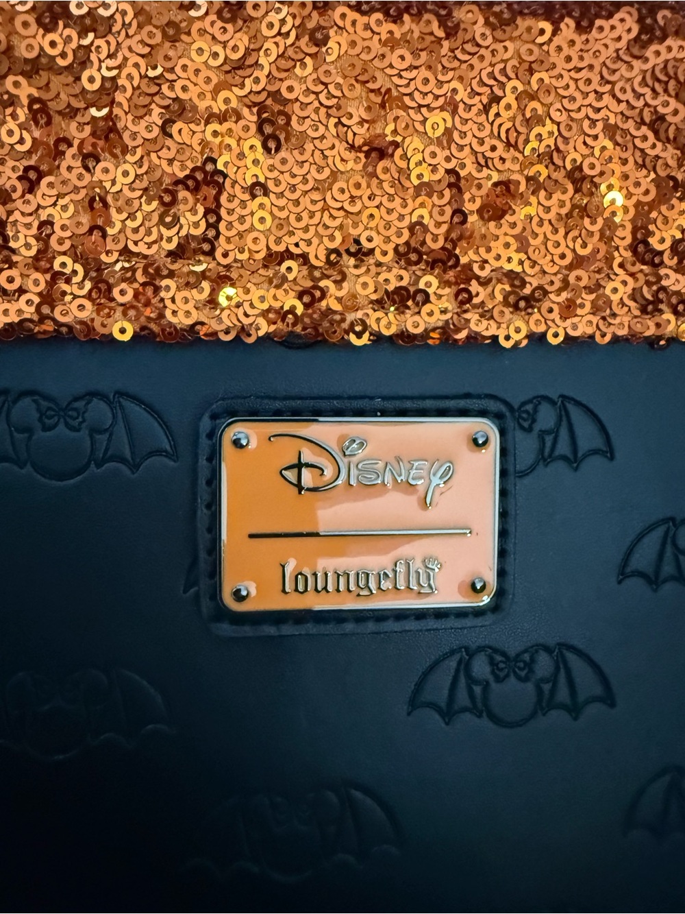 LOUNGEFLY Disney Kids Sequin Ear Bag and Wallet Set - Orange & Black - Picture 3 of 8